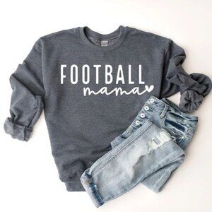 Football Mama Sweatshirt Gray Crewneck Gildan Heavy Blend Cotton Poly Sz Medium